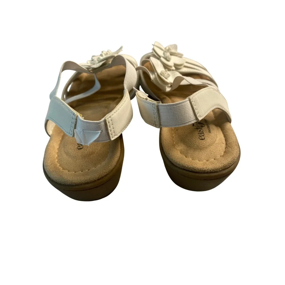 East 5th Womens White Floral Strappy Wedge Sandals Memory Foam‎ Size 7.5 M